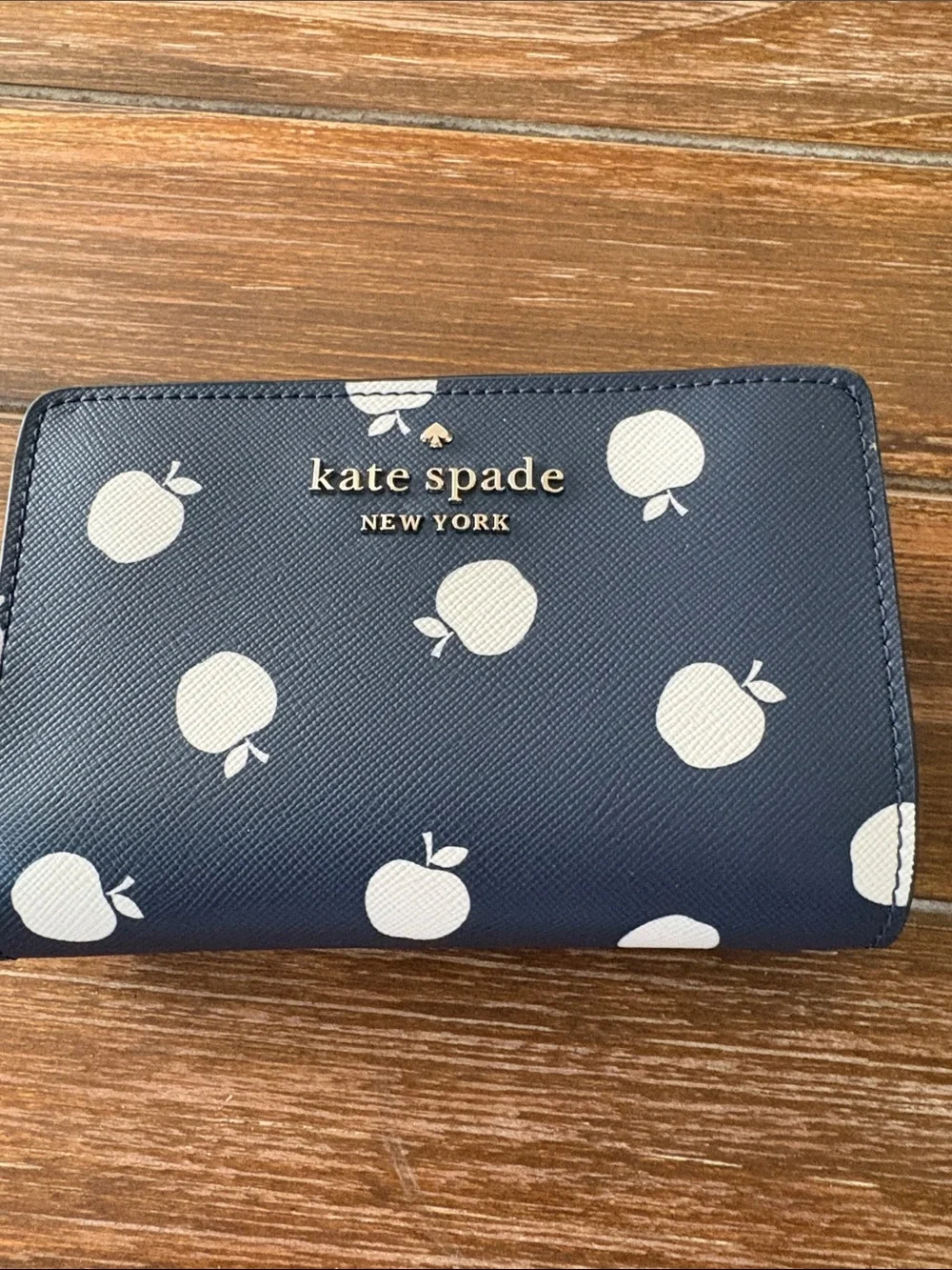 kate spade Navy & White Apple Print Wallet